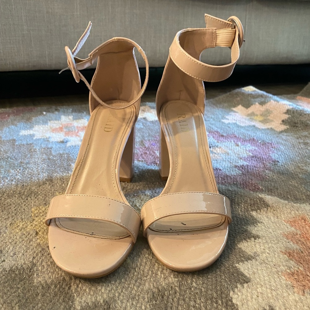 Nude block heels. Lightly used